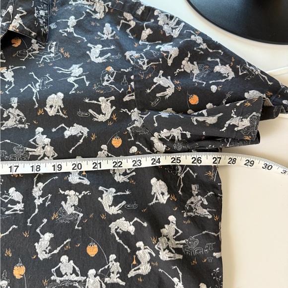 Dapper Day Mens Skeleton Novelty Print Spooky Halloween Collared Button Down 4XL - Picture 6 of 8